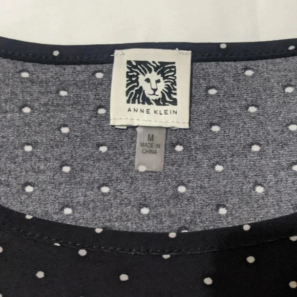 Anne Klein Long Sleeve Polka Dot Blouse, Color Black/White, Size M - Picture 11 of 12